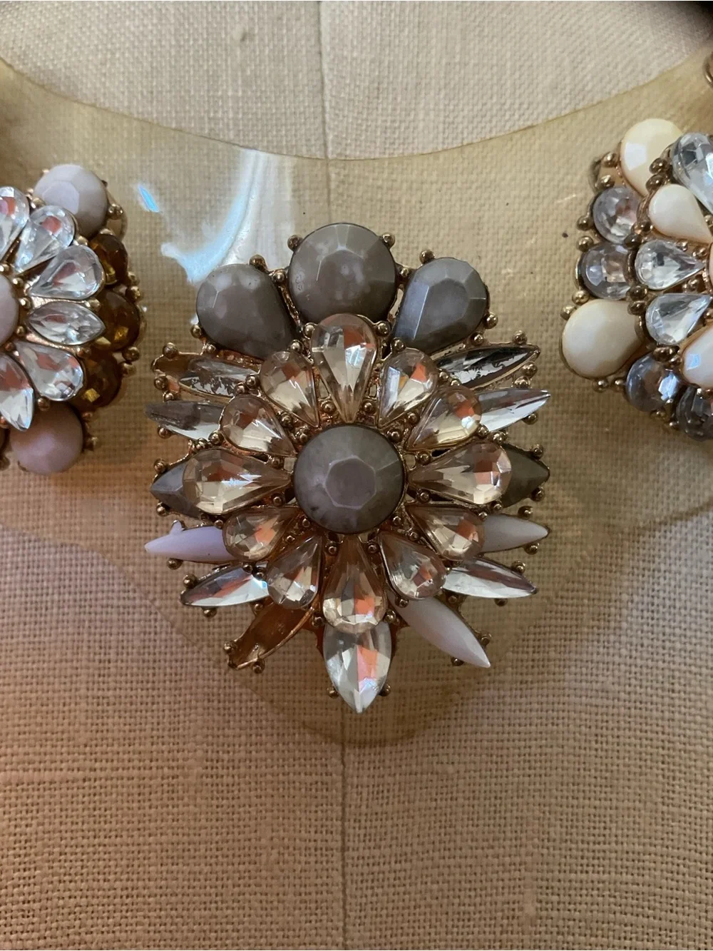 💜💜💜Statement Floral Bib Necklace in Blush and Gold